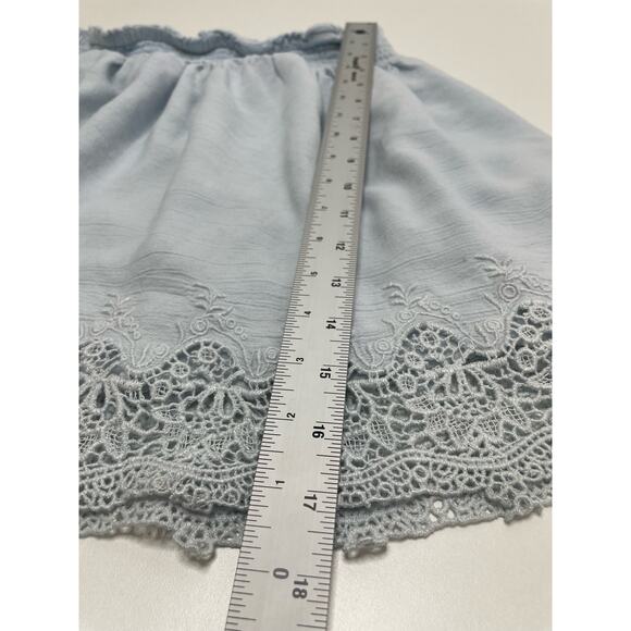 American Eagle Outfitters High-Waisted Lace Mini Skirt Light Blue Women's Size M - Picture 9 of 11